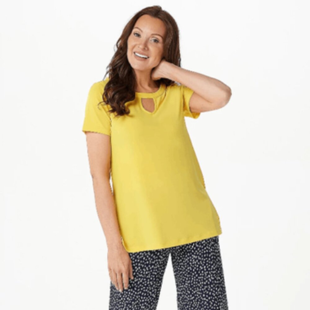 Susan Graver Liquid Knit Short Sleeve Keyhole Tunic 4X